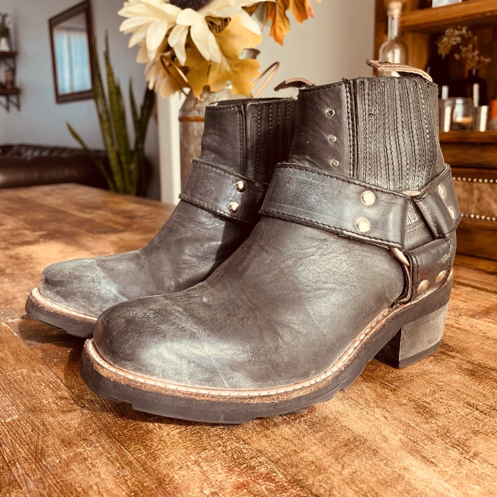 COPY - Freebird WHISKEY Black Leather Moto Boot